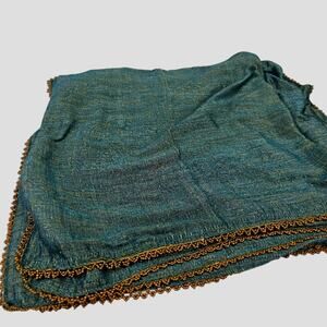 Pier 1 Imports Teal Green & Gold Beaded Cloth Napkins Party Holidays 6pc 20x20"